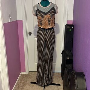 Paisley Black and Dark Orange Women's Romper